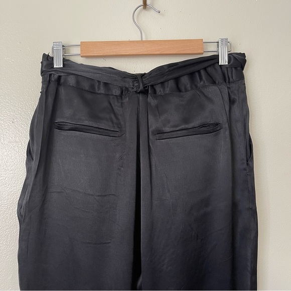 Anthropologie Black satin trouser pants with belt size 10 NWOT - Picture 6 of 8